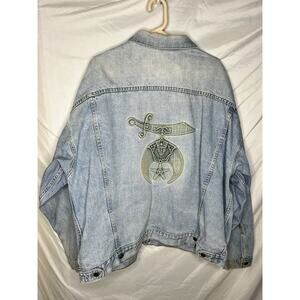 Tyca Denim Jacket Embossed Shriners Masonic Graphics 3XL Vintage 1990s USA Made
